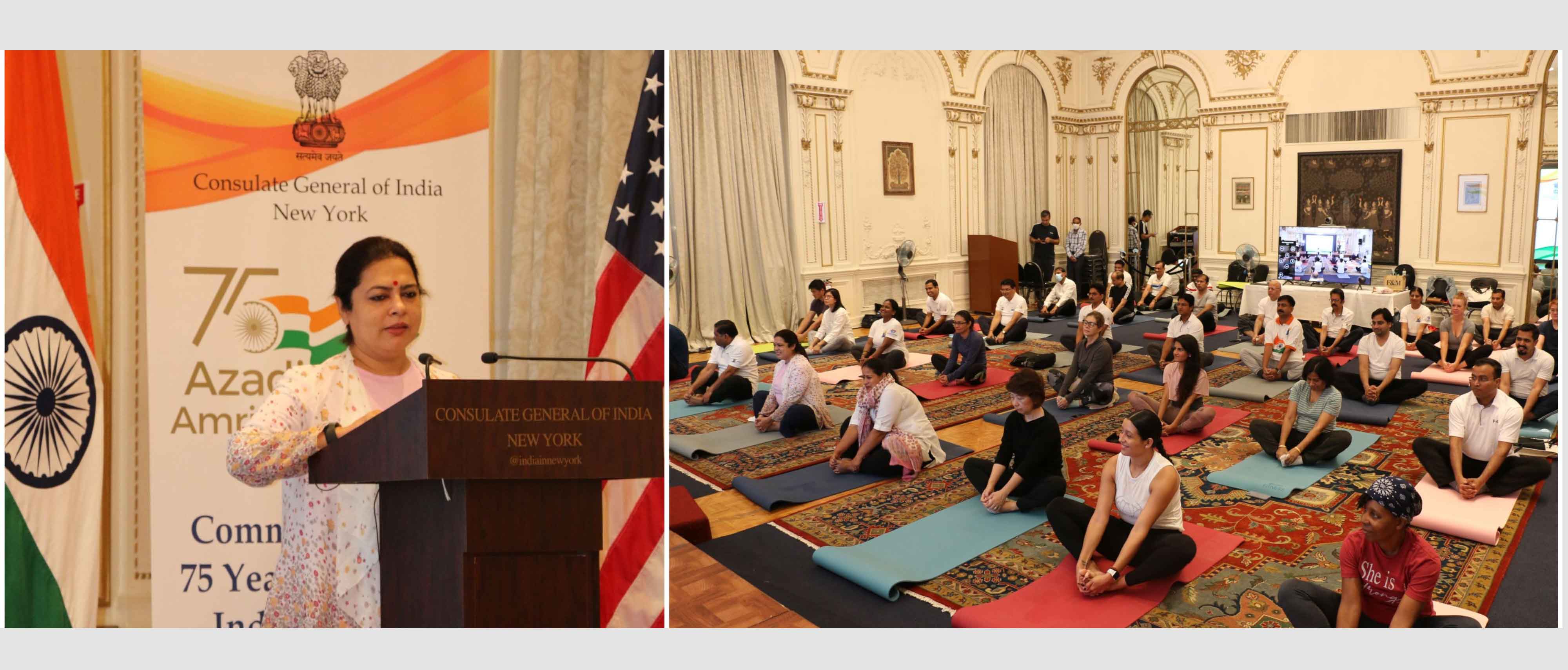  Hon'ble Minister of State for External Affairs & Culture Smt. Meenakashi Lekhi participated in a Yoga session at the Consulate