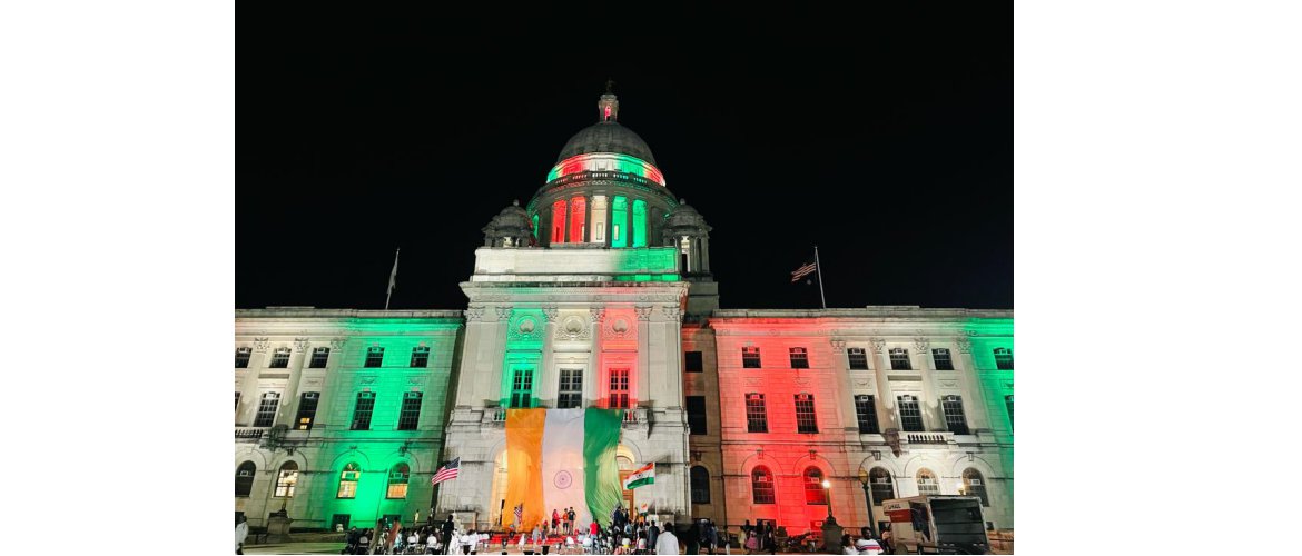  State Capitol building in Providence, Rhode Island displayed Tricolor on the occasion of India’s 75th Independence Day